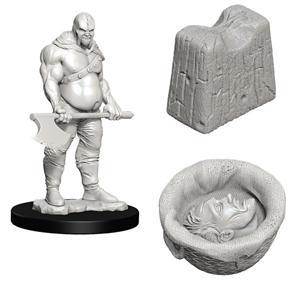 Deep Cuts: Executioner & Chopping Block - Muscular executioner figurine holding large axe beside textured stone chopping block and round basin with skull inside.