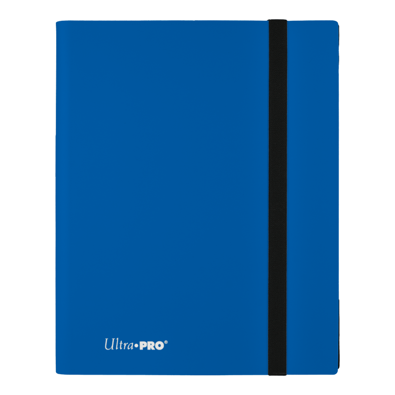 Ultra Pro Eclipse 9-Pocket Pro Binder - Pacific Blue - Pacific blue Ultra Pro Eclipse card binder with black elastic closure and white logo on front cover.