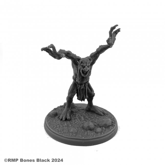 Troll - Black plastic troll figurine with outstretched arms, hunched posture, and detailed textured base.