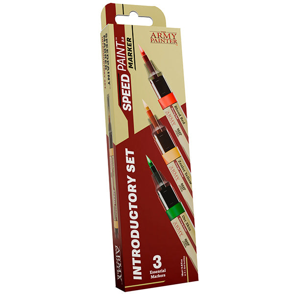 Speedpaint Markers: Introductory Set - Set of three Speedpaint markers in black, red, and green with beige and red packaging.