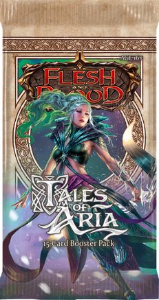Flesh and Blood - Tales of Aria - Booster Pack - Flesh and Blood Tales of Aria trading card booster pack with fantasy artwork of armored female warrior wielding glowing sword.