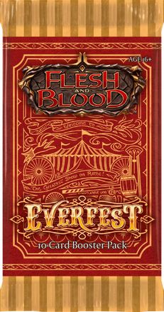 Flesh and Blood - Everfest - Booster Pack - Red Flesh and Blood Everfest 10-card booster pack with intricate gold fantasy artwork and logo.