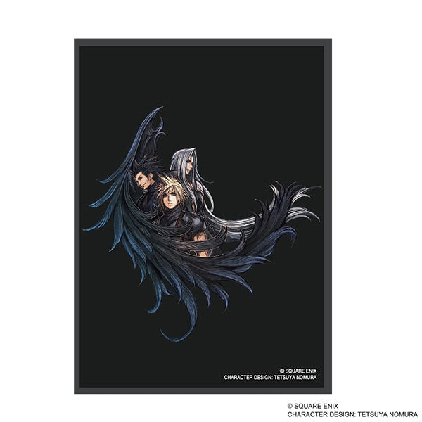 Square Enix Card Sleeves: Final Fantasy - FFVII - Black card sleeve featuring detailed art of three Final Fantasy characters wrapped in dark, feathered wings.