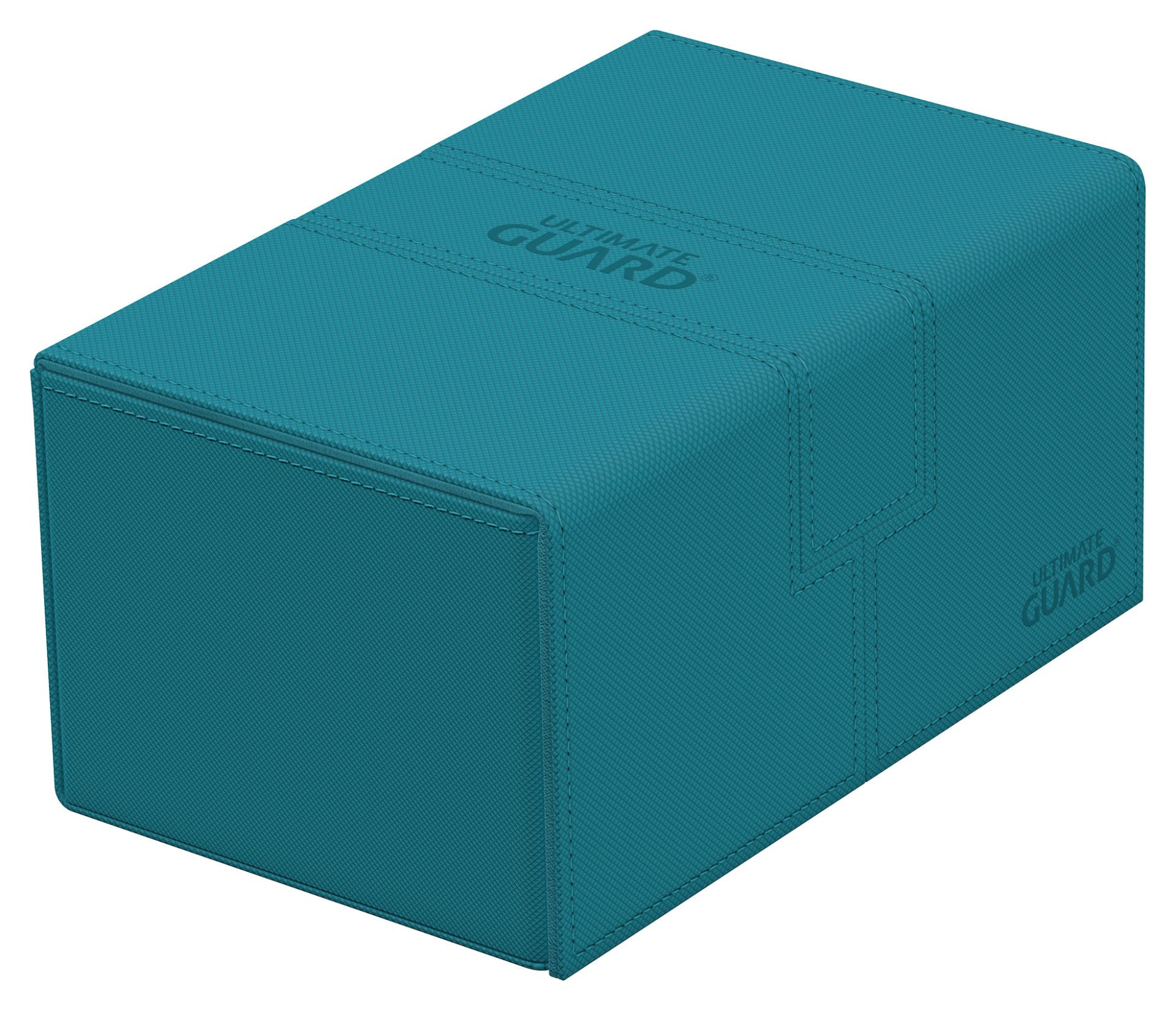 Ultimate Guard Twin Flip'n'Tray 160+ - Petrol - Petrol blue Ultimate Guard Twin Flip'n'Tray 160+ card storage box with textured finish and stitched edges.