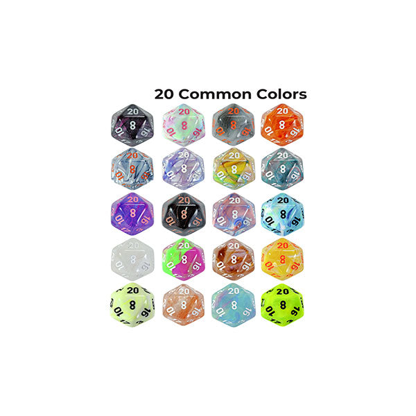 Hidden Wonders 7-Die Set Blind Box (PREORDER) - Set of 20 polyhedral dice in various colors including black, purple, blue, orange, green, and more, numbered for tabletop.