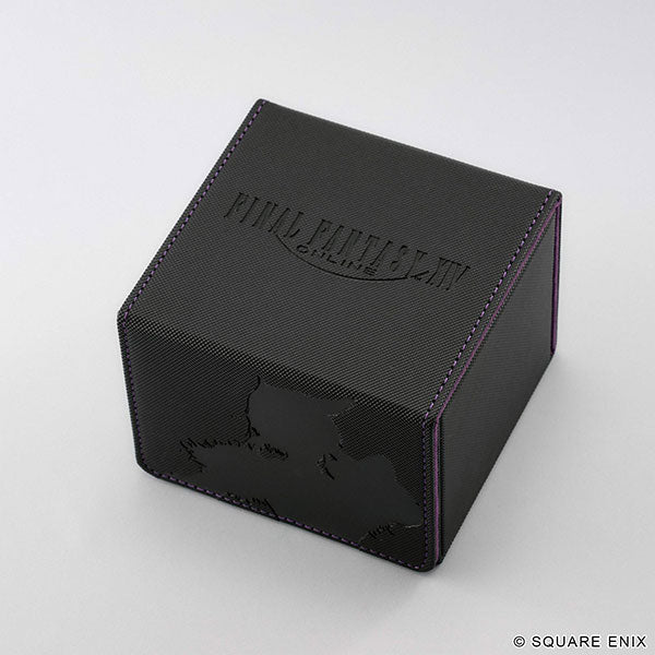 Square Enix Deck Case: Final Fantasy XIV - Y'shtola (PREORDER) - Black square deck case with embossed Final Fantasy XIV logo and subtle character silhouette, purple stitching detail.