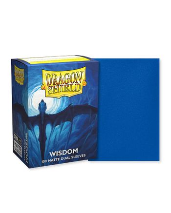 Dragon Shield 100ct Box - Matte Wisdom - Dragon Shield 100ct box of blue matte card sleeves with dragon silhouette and moon design.