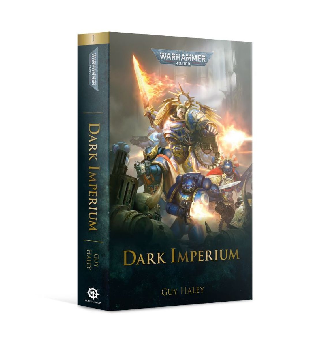 Dark Imperium (Paperback) - Paperback book titled Dark Imperium with Warhammer-themed cover art featuring armored warriors in battle, predominantly dark