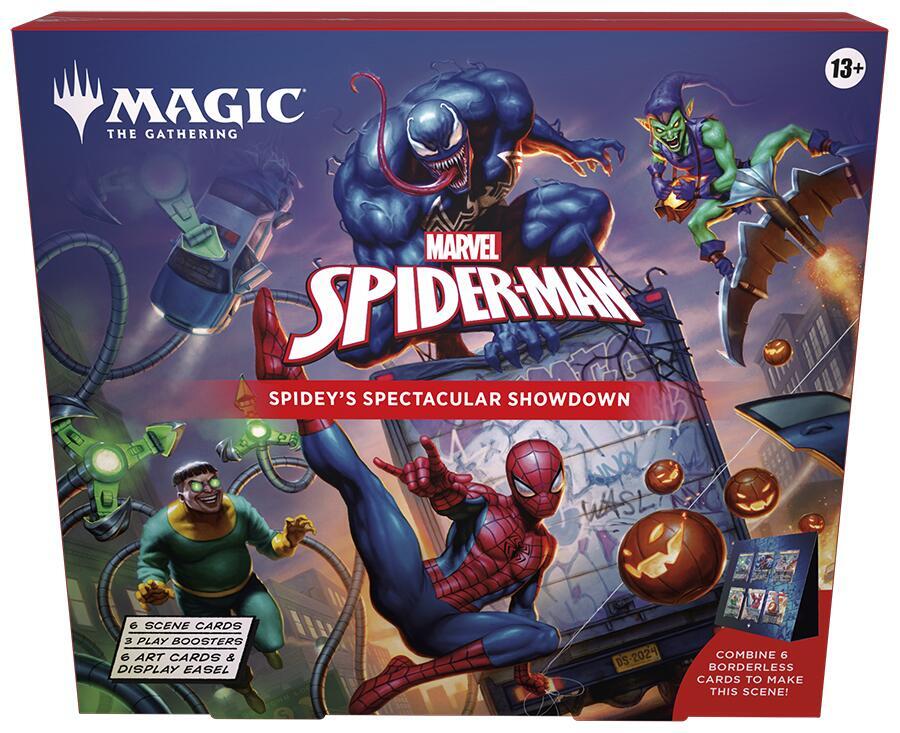 Magic: The Gathering - Marvel's Spider-Man - Scene Box - The Gathering Marvel's Spider-Man Scene Box featuring Spider-Man and villains on colorful comic-style artwork with dynamic.