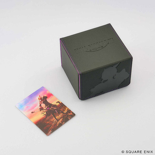 Square Enix Deck Case: Final Fantasy XIV - Y'shtola (PREORDER) - Black rectangular deck case with embossed Final Fantasy XIV logo and purple stitching, next to colorful Y'shtola character.