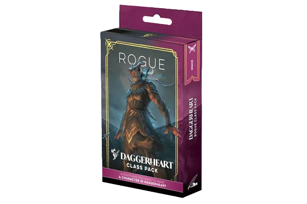 Daggerheart RPG: Class Pack - Rogue (PREORDER) - Boxed Daggerheart RPG Class Pack featuring a cloaked rogue character with twin daggers in dark fantasy artwork on purple and