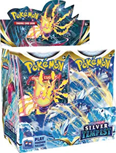 Pokémon TCG - Silver Tempest - Booster Box - Pokémon TCG Silver Tempest Booster Box featuring Pikachu and Zacian artwork on colorful packaging.