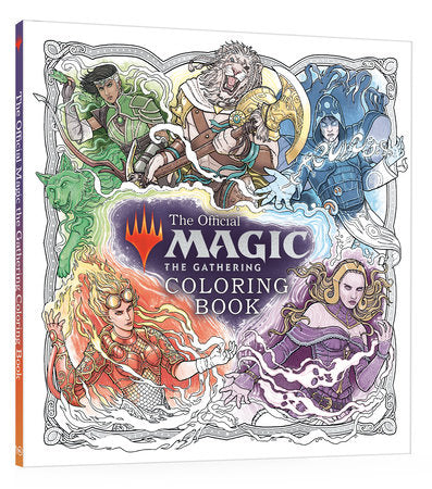 The Official Magic: The Gathering Coloring Book (PREORDER) - The Gathering coloring book with detailed fantasy character illustrations on white cover.
