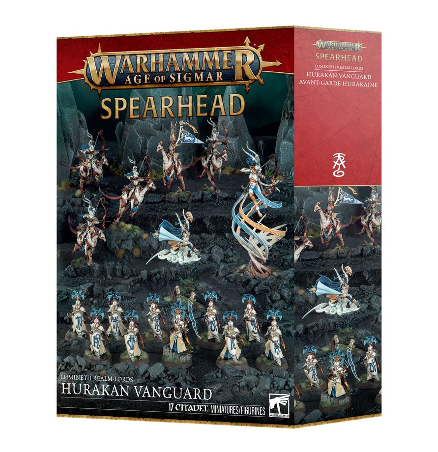 Warhammer Age of Sigmar - Lumineth Realm-lords - Hurakan Vanguard Spearhead - Boxed set of Warhammer Age of Sigmar Lumineth Realm-lords Hurakan Vanguard miniatures with detailed warrior figures and.