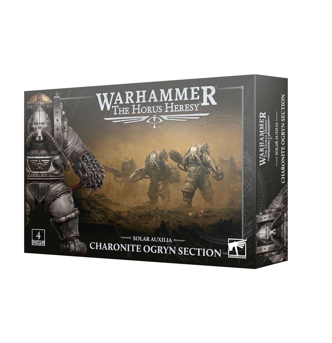 Warhammer: The Horus Heresy - Solar Auxilia - Charonite Ogryn Section (PREORDER) - Warhammer Horus Heresy Solar Auxilia Charonite Ogryn Section box with armored futuristic soldiers in heavy gear and large.