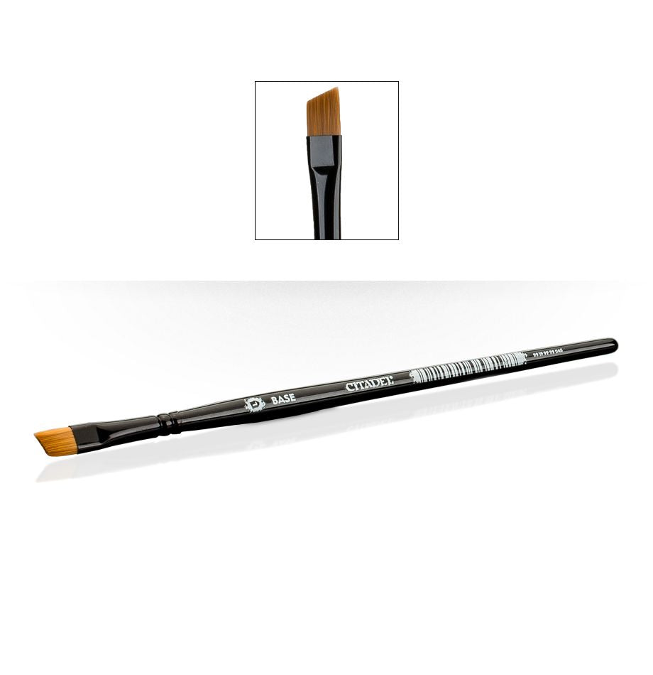 Citadel - Large Base Brush - Citadel large base paintbrush with black handle and angled bristles.