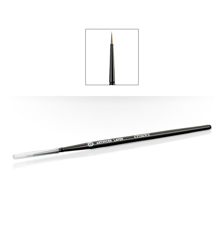 Citadel - X-Small Artificer Layer Brush - Citadel X-Small Artificer Layer Brush with fine tip and black handle.