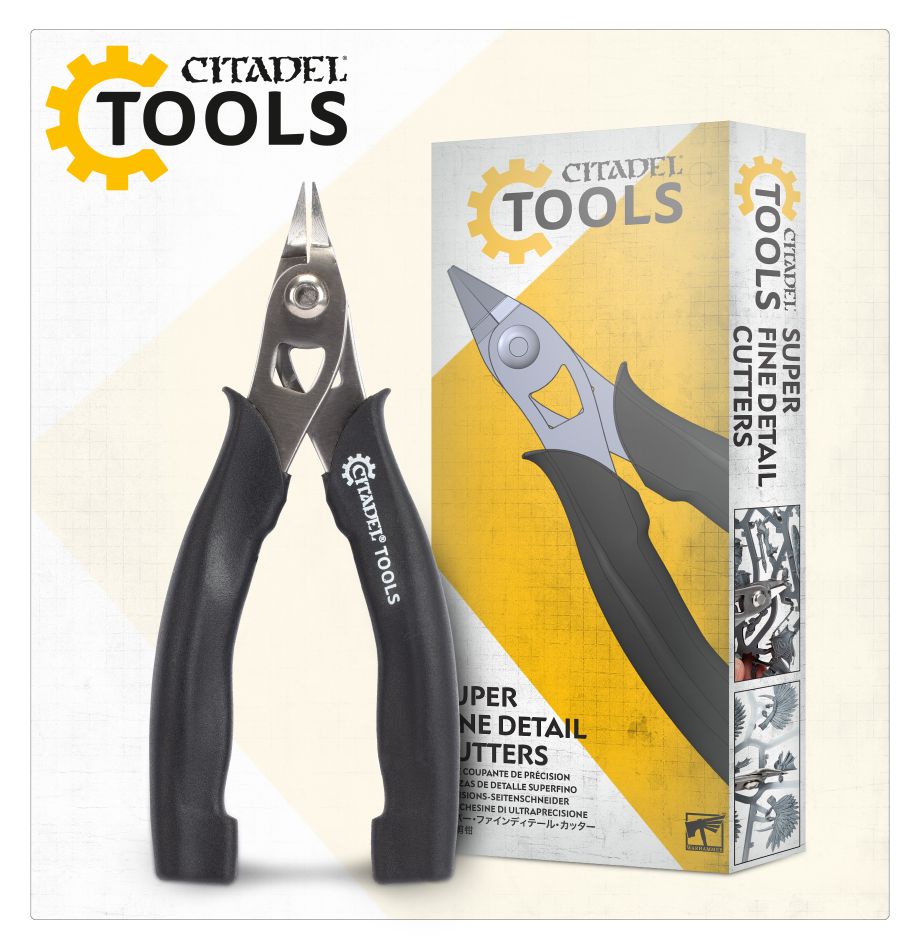Citadel Tools - Super Fine Detail Cutters - Black-handled precision cutters with metal blades, packaged in yellow and white branded box.