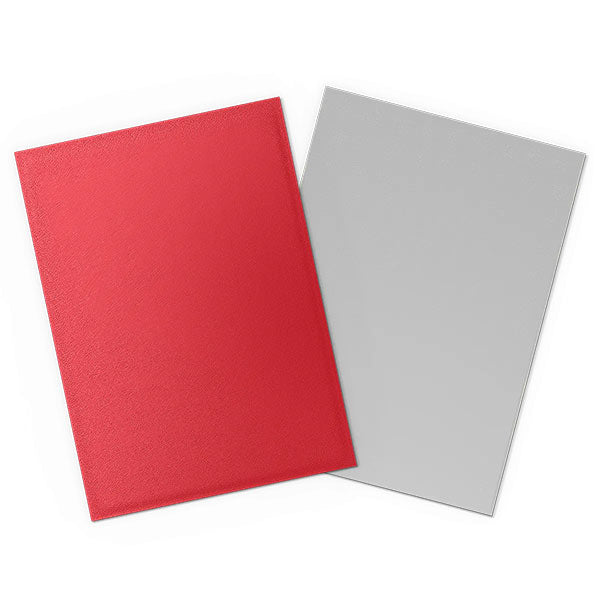 Dragon Shield Dual Sleeves 100ct Box - Matte Crimson & Silver (PREORDER) - Matte crimson and silver card sleeves with smooth texture, designed for protecting collectible cards.