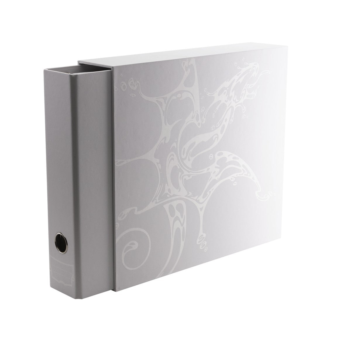 Dragon Shield Sanctuary Slipcase 4 Ring Binder - White (PREORDER) - White 4-ring binder with Dragon Shield Sanctuary embossed dragon design on cover and matching slipcase.