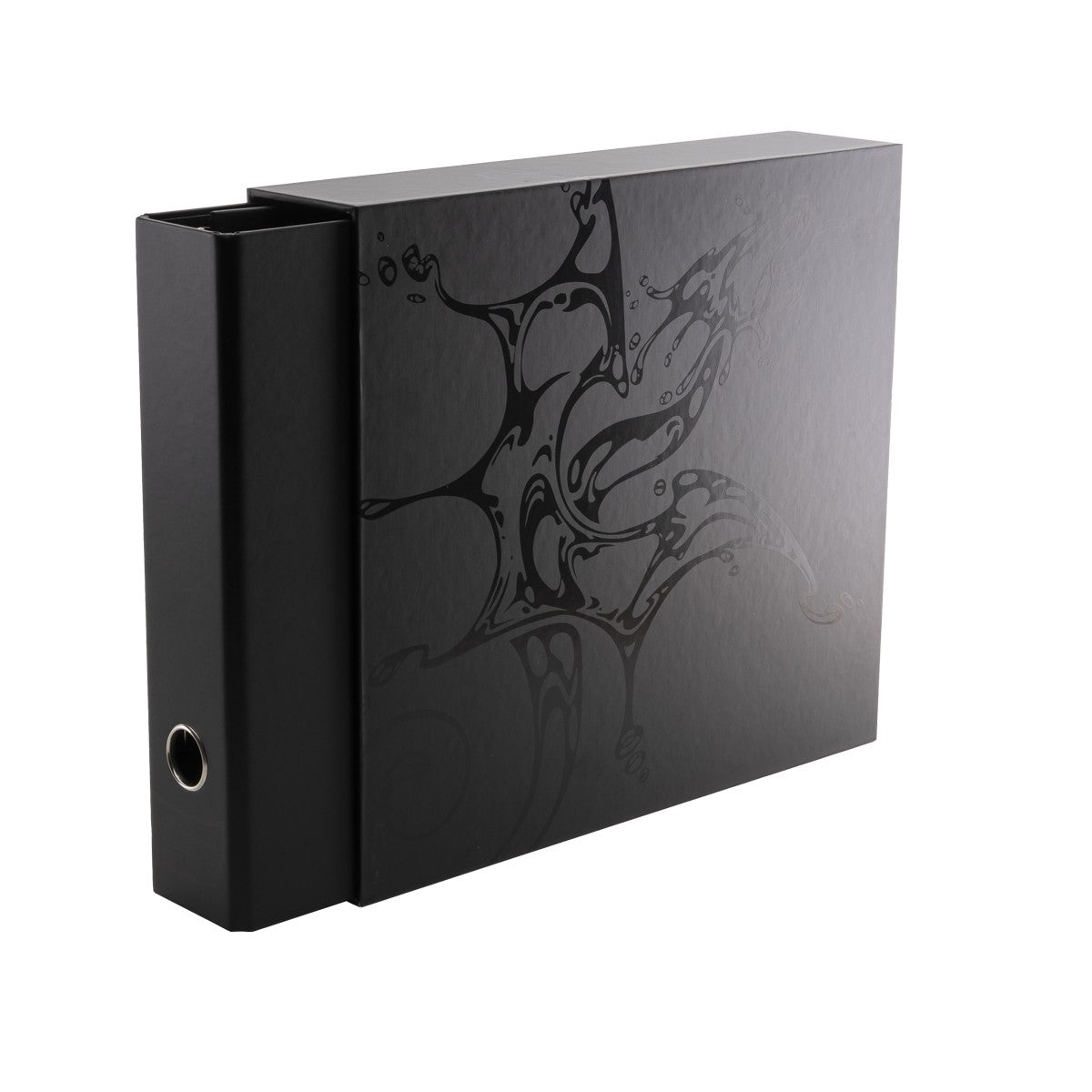 Dragon Shield Sanctuary Slipcase 4 Ring Binder - Black (PREORDER) - Black slipcase and matching 4-ring binder set with subtle glossy dragon scale design on matte finish.