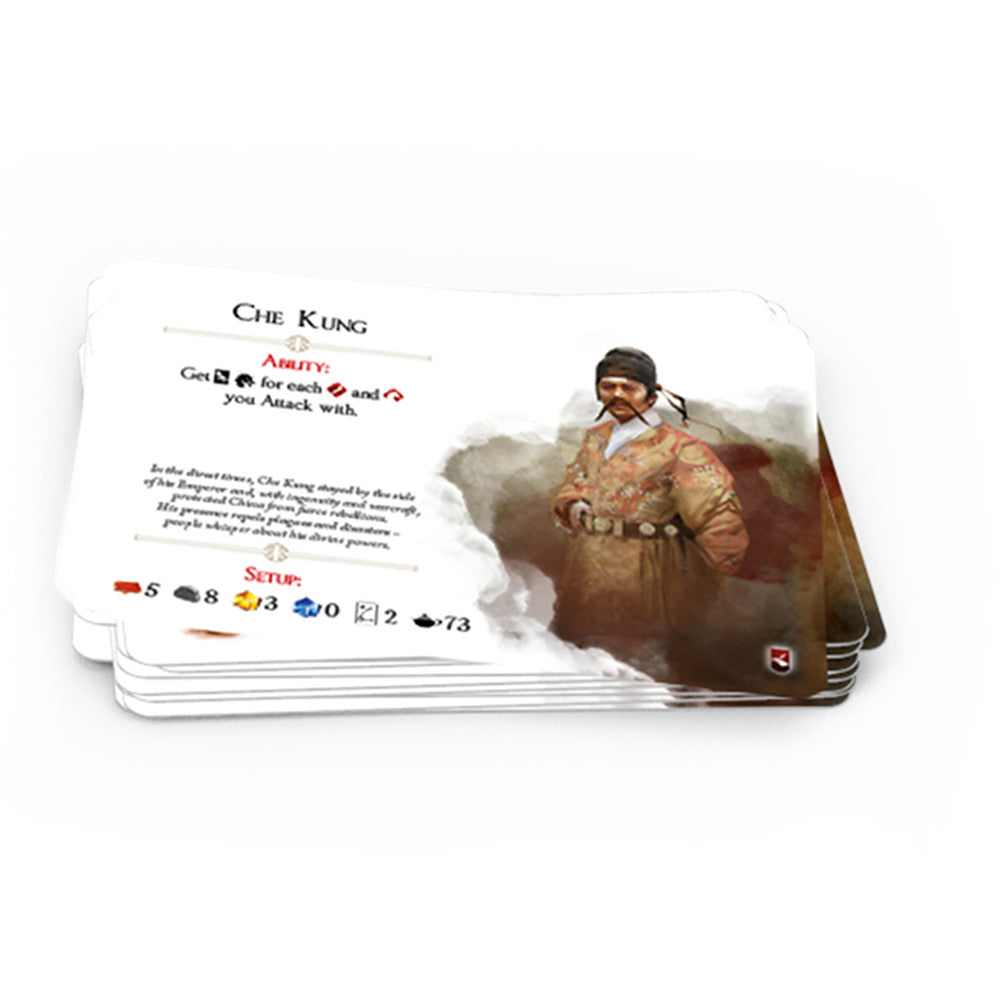 The Great Wall: Stretch Goals - Stretch Goals game cards featuring Che Kung character with artwork and game stats.