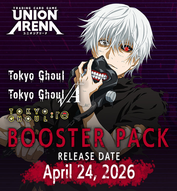 Union Arena: Tokyo Ghoul - Booster Display (PREORDER) - Union Arena Tokyo Ghoul booster display box featuring white-haired character with one red eye holding a black mask against.
