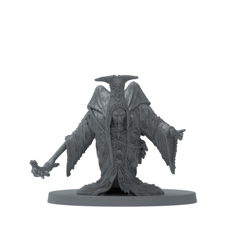 Dark Souls: Executioner's Chariot - Dark gray detailed miniature figure of a hooded, tattered-robed executioner with outstretched hands on a round base.