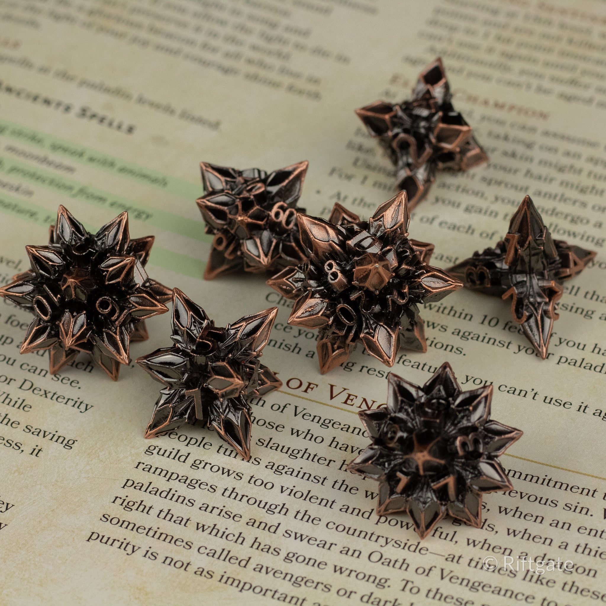 Copper Nova Blossom Dice Set