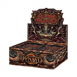 Flesh and Blood - Dynasty - Booster Box - Flesh and Blood Dynasty booster box with dark ornate fantasy design and fiery red lettering.