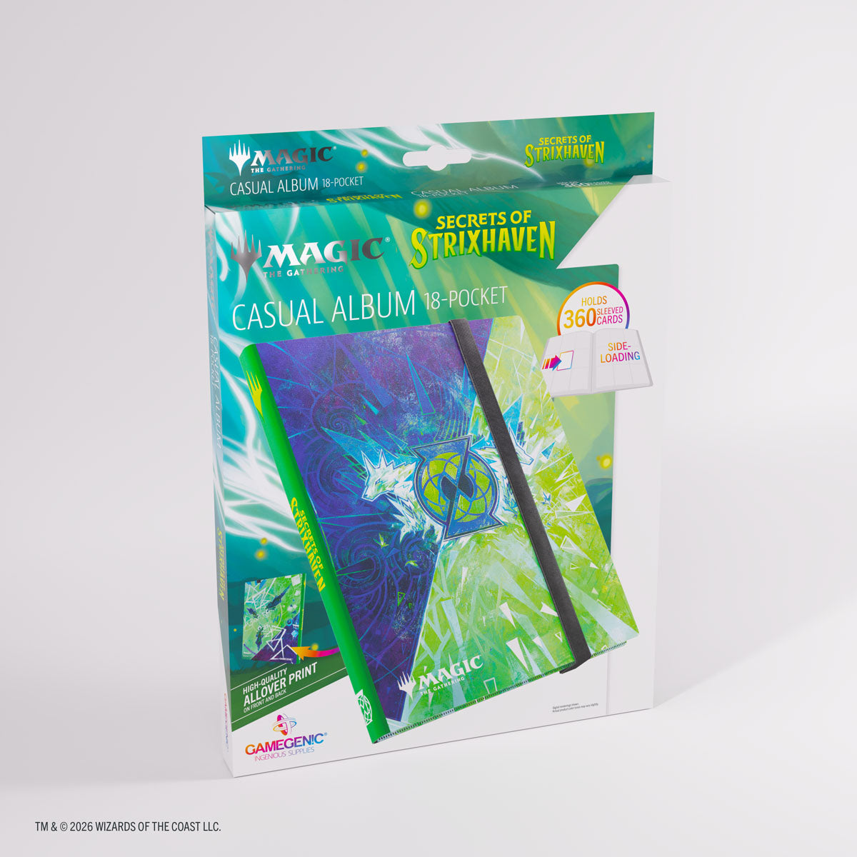 Gamegenic 18-Pocket Casual Album: Secrets of Strixhaven - Quandrix (PREORDER) - Gamegenic 18-pocket card album with a vibrant blue and green abstract cover featuring magical, nature-inspired designs and a