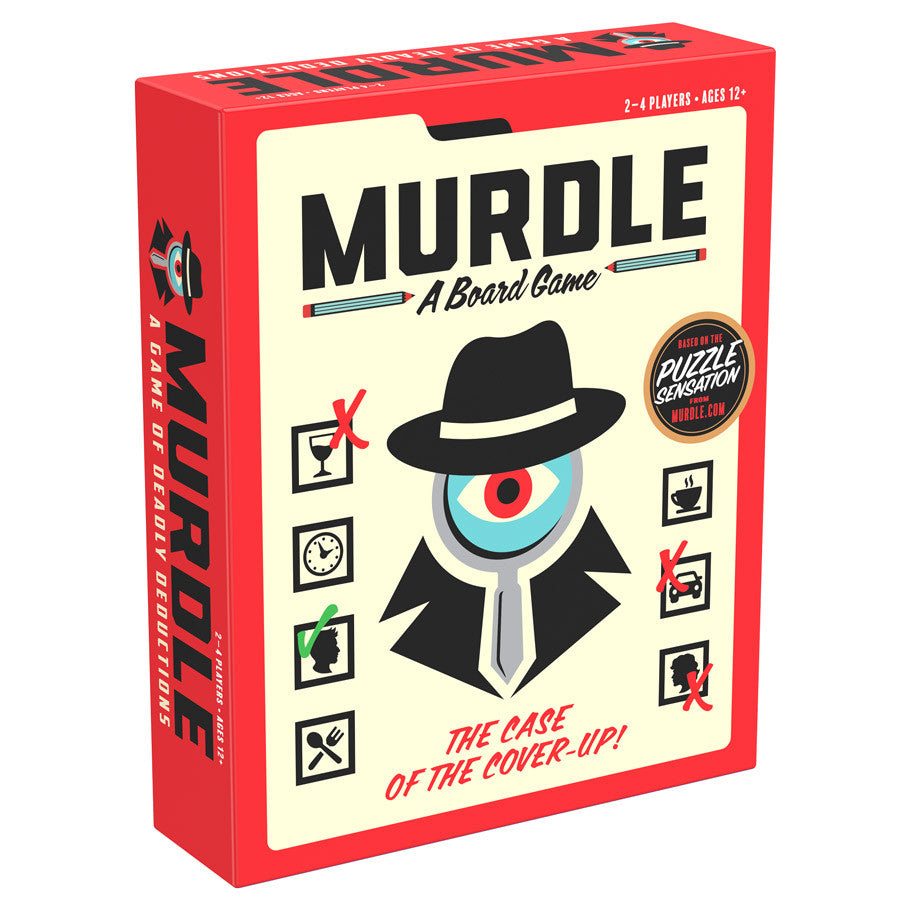 Murdle: The Card Game (PREORDER) - A Board Game" with puzzle edition badge and icons on the sides.