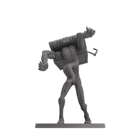 Dark Souls: Explorers Expansion - Gray miniature figure of a humanoid creature carrying a large, intricate structure on its back.