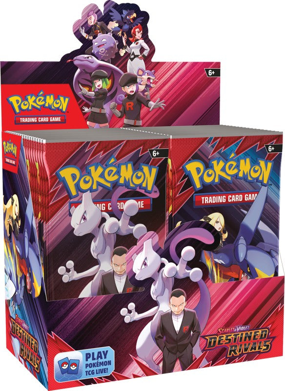 Pokemon TCG: Scarlet & Violet SV10 - Destined Rivals Booster Box - Pokemon TCG Scarlet & Violet Destined Rivals booster box with vibrant purple and red colors, featuring Pokemon characters.
