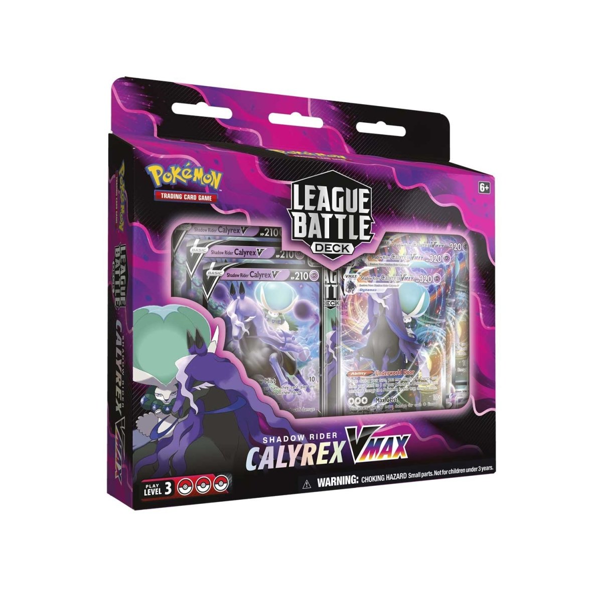 Pokémon Shadow Rider Calyrex VMAX League Battle Deck - Pokémon Shadow Rider Calyrex VMAX League Battle Deck featuring colorful card artwork and dark purple-themed packaging.