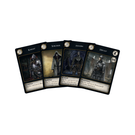 Dark Souls: The Card Game - The Card Game, each featuring detailed character artwork and game text on a black background.