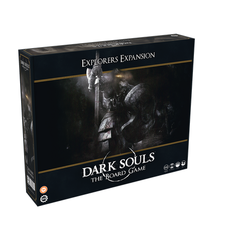 Dark Souls: Explorers Expansion - Dark Souls Explorers Expansion board game box with armored knight holding a sword on dark background.