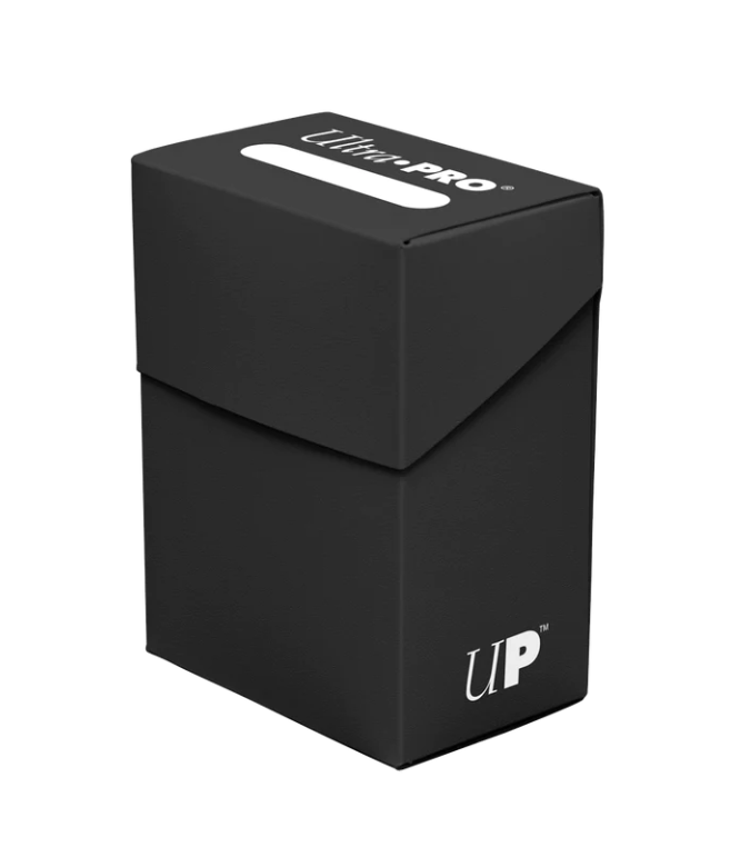 Ultra Pro Poly Deck Box - Black - Black Ultra Pro Poly Deck Box with hinged lid and white logo on front and top.