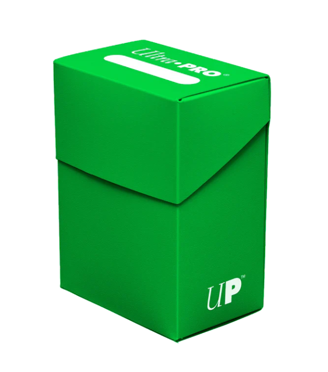 Ultra Pro Poly Deck Box - Lime Green - Lime green Ultra Pro poly deck box with flip-top lid and white logo on front and top.