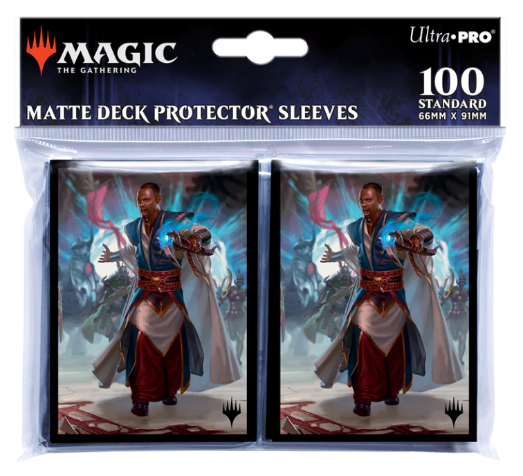 Ultra Pro Sleeves - MTG March of the Machine V4 - The Gathering Ultra Pro Matte Deck Protector Sleeves featuring a mage casting a spell, 100 count, standard size.
