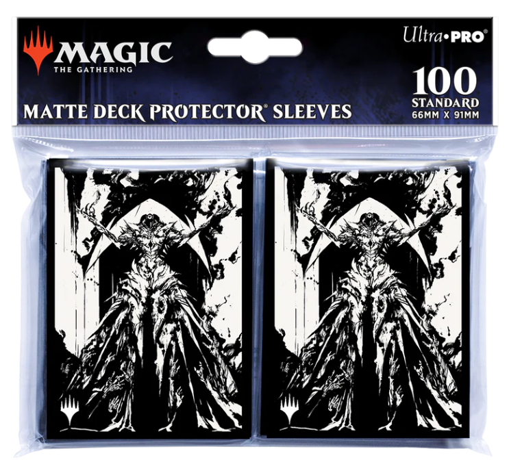 Ultra Pro Sleeves - MTG March of the Machine Z - The Gathering Ultra Pro matte deck protector sleeves featuring black and white dark fantasy character artwork, 100 count.