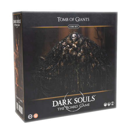 Dark Souls: Tomb of Giants - Dark Souls Tomb of Giants cooperative board game box with dark, eerie skeletal figure artwork.