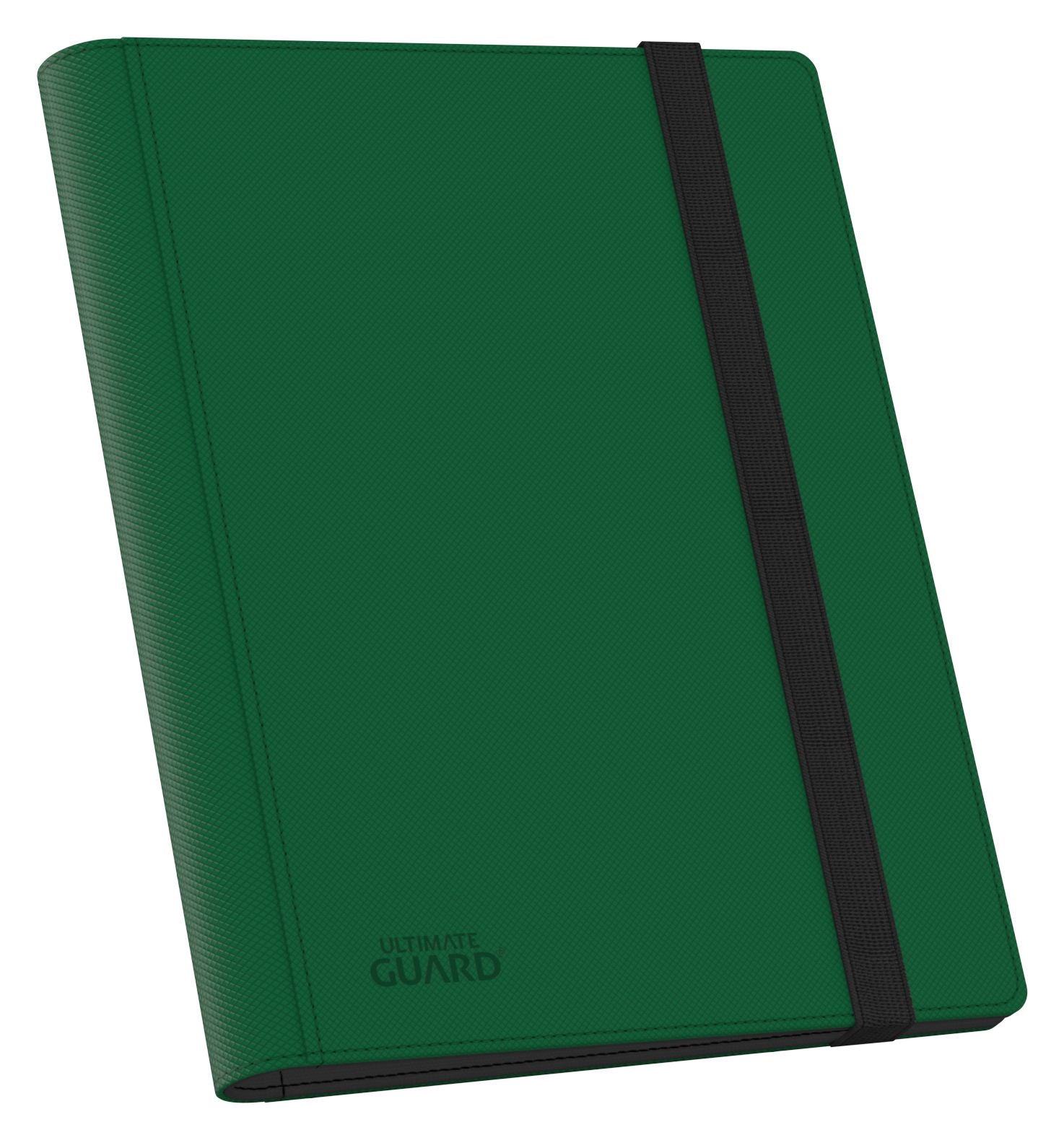 Ultimate Guard 18-Pocket Flexxfolio XenoSkin - Green - Green Ultimate Guard 18-pocket Flexxfolio XenoSkin binder with black elastic closure and textured finish.