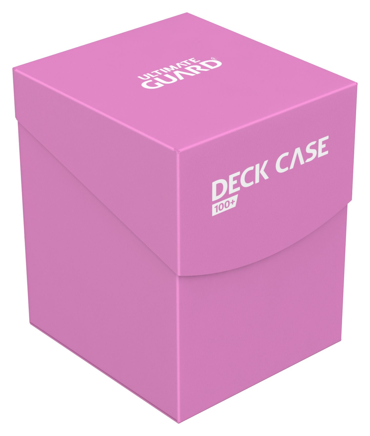 Ultimate Guard 100+ Deck Case - Standard Pink - Pink Ultimate Guard deck case with white logo and text, designed to hold 100+ cards.