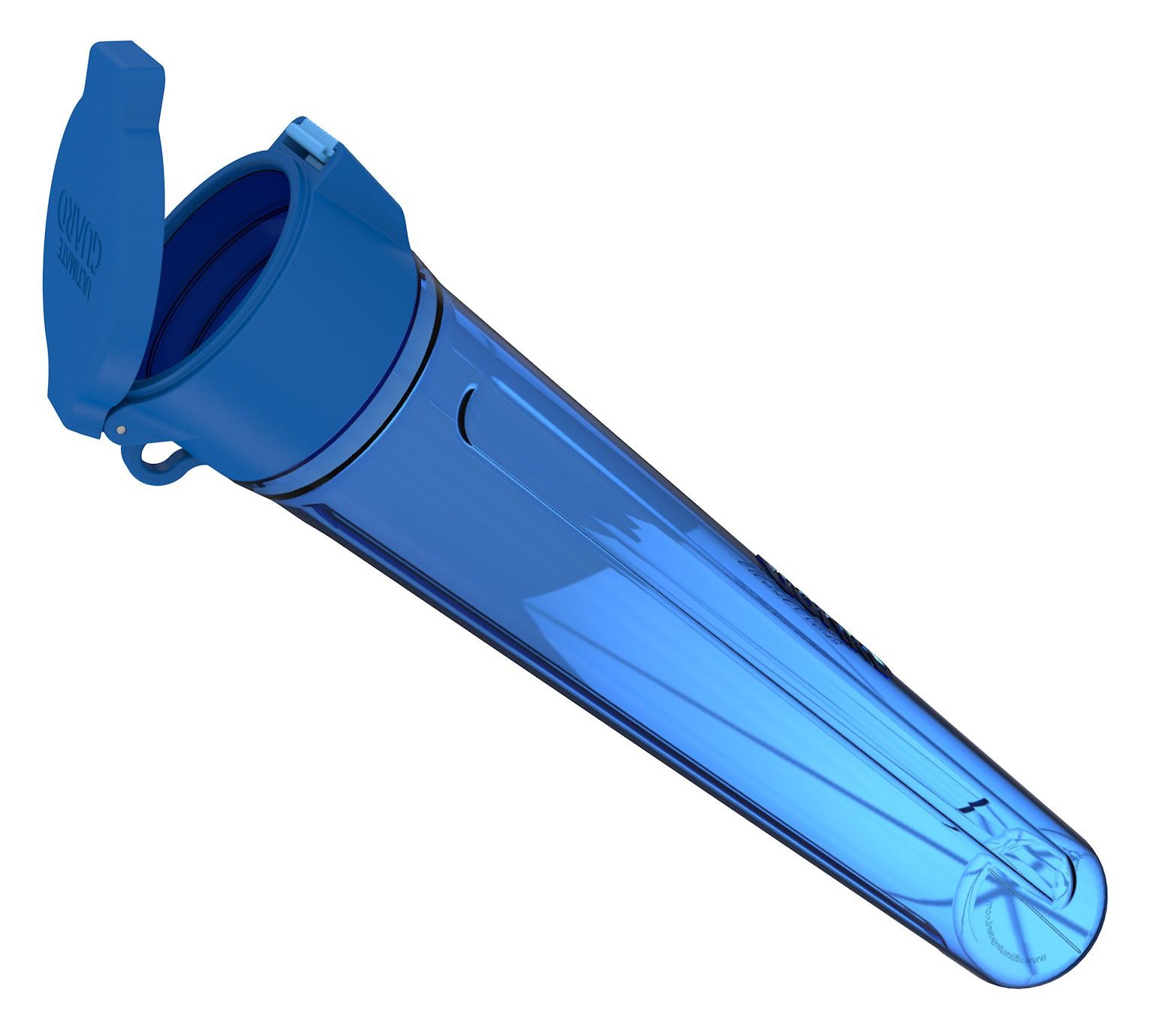 Ultimate Guard MatPod - Blue - Blue cylindrical plastic mat storage container with hinged lid and sleek design.