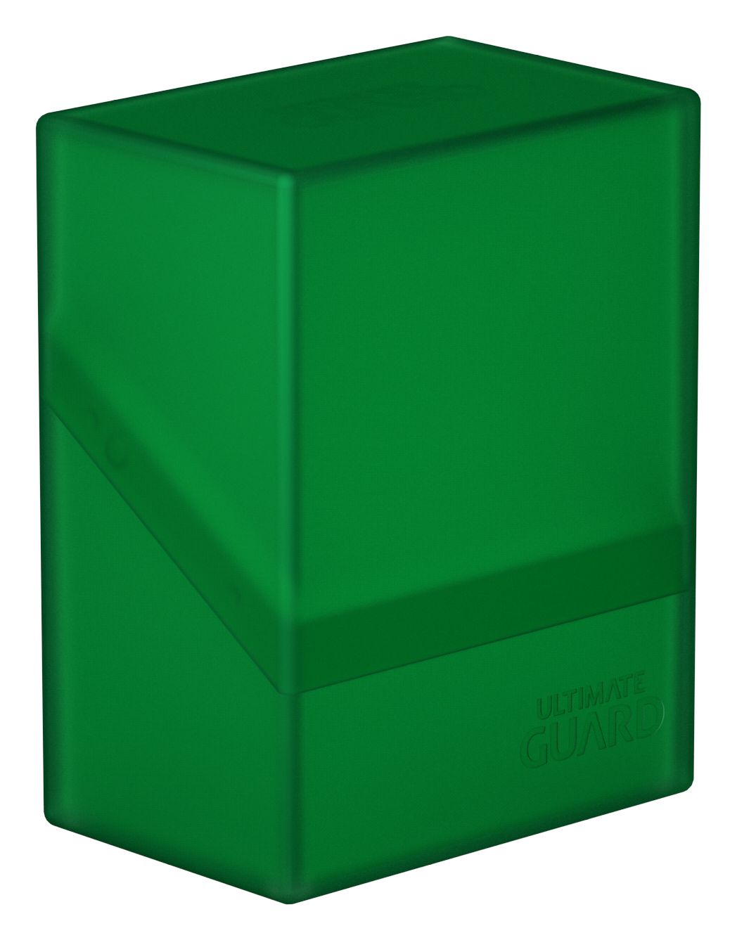Ultimate Guard Boulder 60+ Deck Case - Emerald - Emerald green semi-transparent plastic deck case with smooth finish and embossed logo.