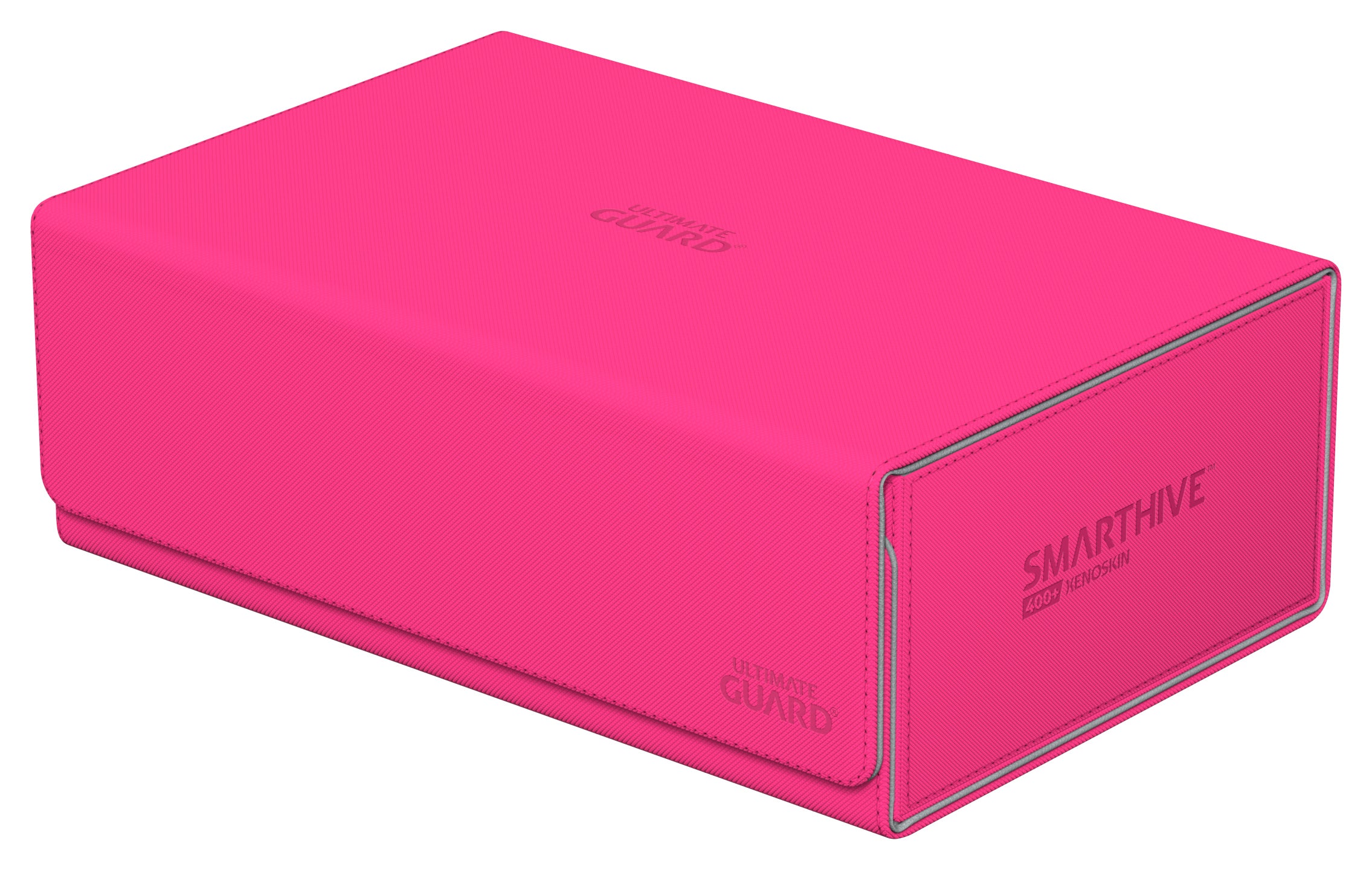 Ultimate Guard Deck Case Smarthive 400+ - Pink - Bright pink rectangular Ultimate Guard Smarthive 400+ deck case with smooth matte finish and embossed logos.