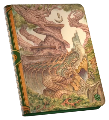 Ultimate Guard 18-Pocket Zipfolio 360 Xenoskin: Lorwyn Eclipsed - Forest - Forest-themed zipfolio with intricate twisted tree art, earthy tones, and zip closure.