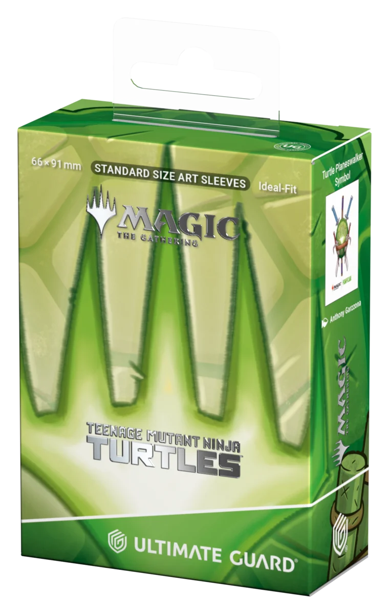 Ultimate Guard Art Sleeves: Teenage Mutant Ninja Turtles - Turtle Planeswalker Symbol - The Gathering branding, featuring a stylized turtle planeswalker symbol.