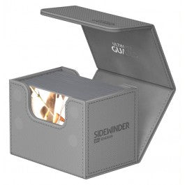 Ultimate Guard 80+ Sidewinder Monocolor Grey - Grey Ultimate Guard Sidewinder 80+ card storage box with flip-open lid and window panel.